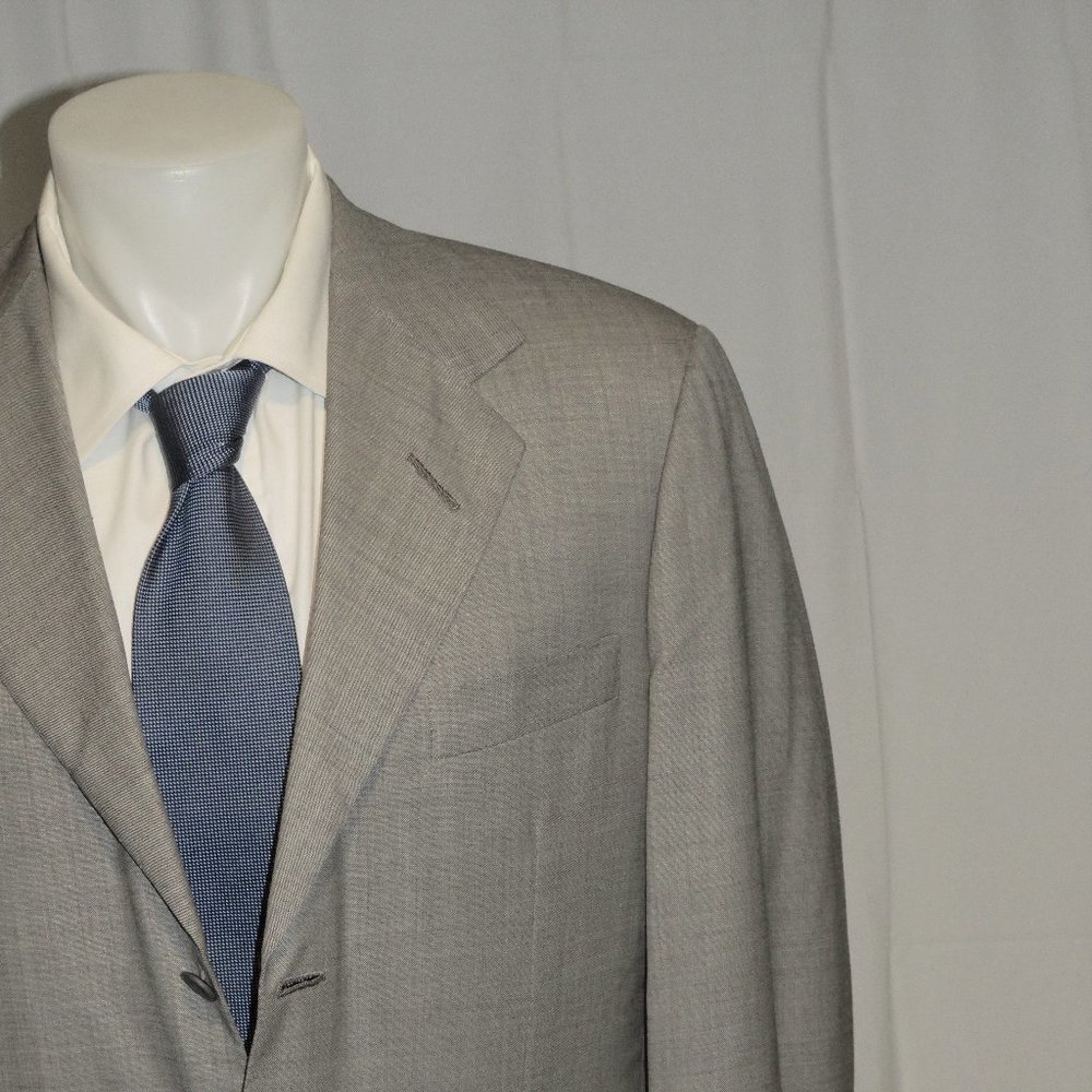 Edgar Pomeroy Bespoke Gray Sharkskin Three Button Sport Coat 42R